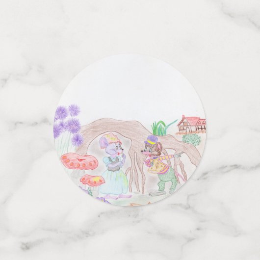 カスタムキッズアートワーク2つの可愛いマウス、花….. コンフェッティ (スモール正面)