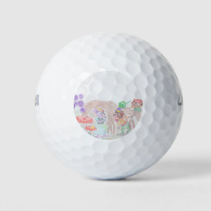 カスタムキッズアートワーク2つの可愛いマウス、花….. ゴルフボール