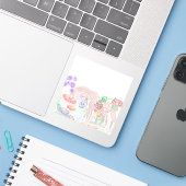 カスタムキッズアートワーク2つの可愛いマウス、花….. シール (ノートパソコンとiPhone)
