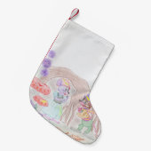 カスタムキッズアートワーク2つの可愛いマウス、花….. スモールクリスマスストッキング (正面 (吊り時))