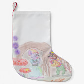 カスタムキッズアートワーク2つの可愛いマウス、花….. スモールクリスマスストッキング (正面)