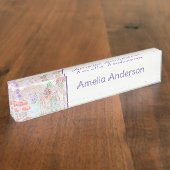 カスタムキッズアートワーク2つの可愛いマウス、花….. デスクネームプレート (側面)