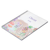 カスタムキッズアートワーク2つの可愛いマウス、花….. ノートブック (左側)