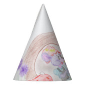 カスタムキッズアートワーク2つの可愛いマウス、花….. パーティーハット (左)