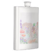 カスタムキッズアートワーク2つの可愛いマウス、花….. フラスク (右)