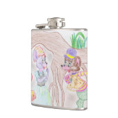 カスタムキッズアートワーク2つの可愛いマウス、花….. フラスク (左)