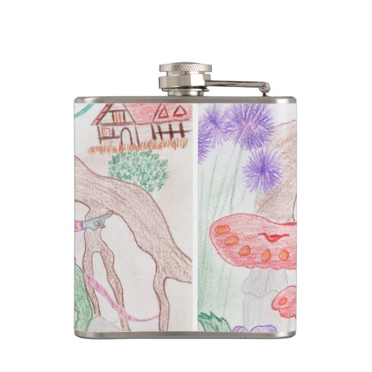 カスタムキッズアートワーク2つの可愛いマウス、花….. フラスク (裏面)