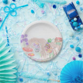 カスタムキッズアートワーク2つの可愛いマウス、花….. ペーパープレート (パーティー)