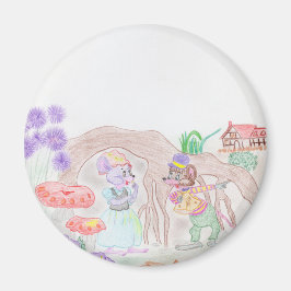 カスタムキッズアートワーク2つの可愛いマウス、花….. マグネット