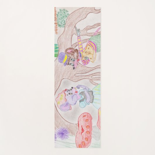 カスタムキッズアートワーク2つの可愛いマウス、花….. ヨガマット (正面)