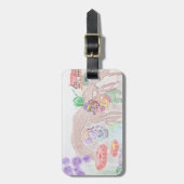 カスタムキッズアートワーク2つの可愛いマウス、花….. ラゲッジタグ (正面縦)