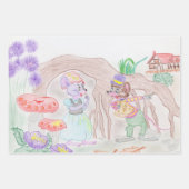 カスタムキッズアートワーク2つの可愛いマウス、花….. ラッピングペーパーシート (正面3)