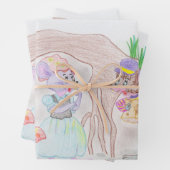 カスタムキッズアートワーク2つの可愛いマウス、花….. ラッピングペーパーシート (インサイチュ)