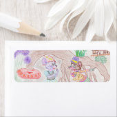 カスタムキッズアートワーク2つの可愛いマウス、花….. ラベル (インサイチュ)