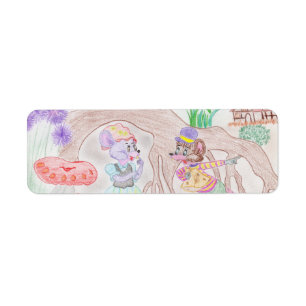 カスタムキッズアートワーク2つの可愛いマウス、花….. ラベル