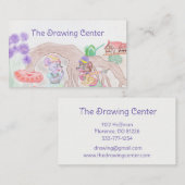 カスタムキッズアートワーク2つの可愛いマウス、花….. 名刺 (正面/裏面)