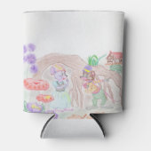 カスタムキッズアートワーク2つの可愛いマウス、花….. 缶クーラー (正面)