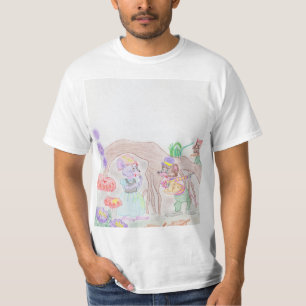 カスタムキッズアートワーク2つの可愛いマウス、花….. Tシャツ