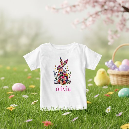 カスタムキッズイースターウサギTシャツ - 名入れ ベビーTシャツ