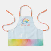 カスタムキッズウォーターカラーレインボースクールアートエプロン エプロン (正面)