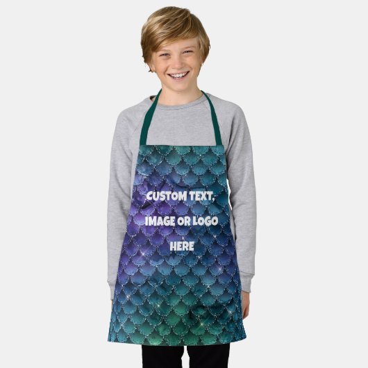 カスタムキッズエプロン、独自のマーメイドエプロンを作成 エプロン (着用した状態)