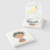 カスタムキッズクリスマススケッチ ストーンコースター (横)