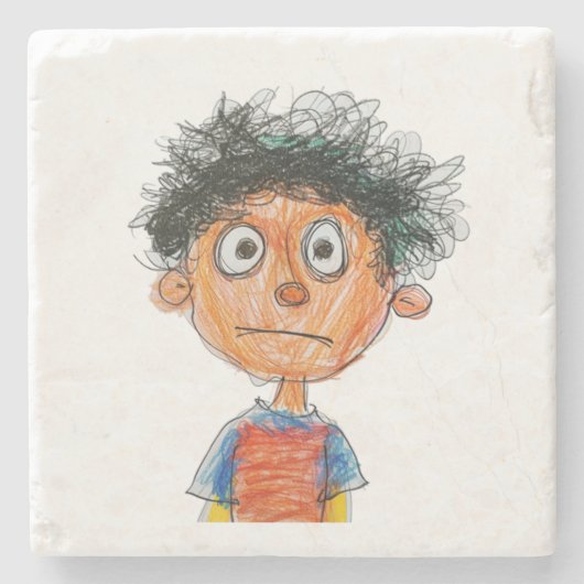 カスタムキッズクリスマススケッチ ストーンコースター (正面)