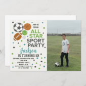 カスタムキッズゲームデイパーティーカード 招待状 (正面/裏面)