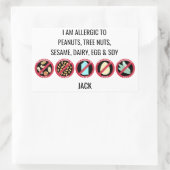 カスタムキッズゴマナッツ乳製品大豆卵アレルギー 長方形シール (バッグ)