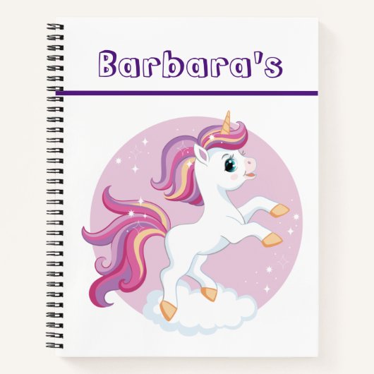 カスタムキッズスケッチユニコーン ノートブック (正面)