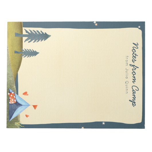 カスタムキッズネームキャンプ文房具ウォーターカラーテント ノートパッド (正面)