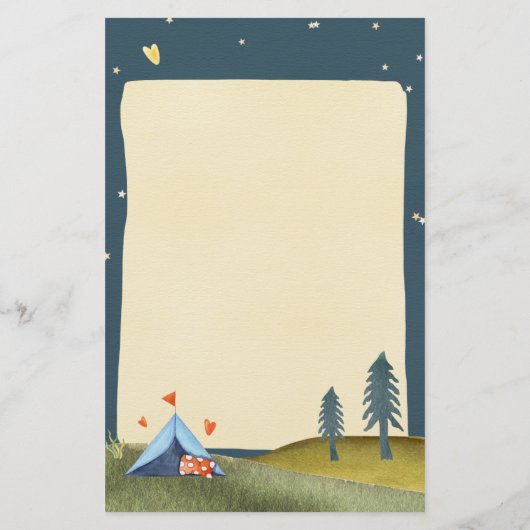 カスタムキッズネームキャンプ文房具ウォーターカラーテント 便箋 (裏面)