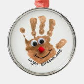 カスタムキッズハンドプリントアートキープサケ メタルオーナメント (正面)