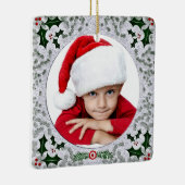 カスタムキッズフォトヴィンテージホリースクエアフレーム セラミックオーナメント (右)