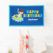 カスタムキッズプールパーティーボーイズ誕生日 横断幕 (インサイチュ)