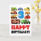 カスタムキッズ3rd誕生日建築トラック カード (黄色い花)