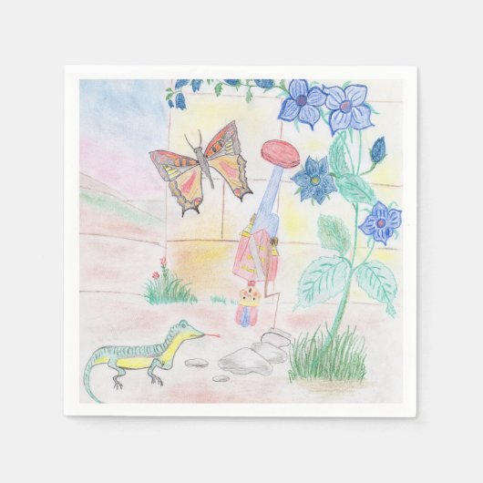 カスタムキッズ・アートワーク，くるみ割り玩具，バタフライ， スタンダードカクテルナプキン (正面)
