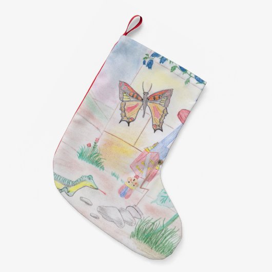 カスタムキッズ・アートワーク,くるみ割り玩具,バタフライ, スモールクリスマスストッキング (正面 (吊り時))