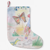 カスタムキッズ・アートワーク,くるみ割り玩具,バタフライ, スモールクリスマスストッキング (正面)