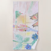 カスタムキッズ・アートワーク，くるみ割り玩具，バタフライ， ビーチタオル (正面)