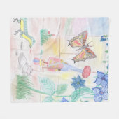 カスタムキッズ・アートワーク，くるみ割り玩具，バタフライ， フリースブランケット (正面(横))