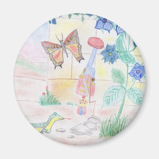 カスタムキッズ・アートワーク，くるみ割り玩具，バタフライ， マグネット (正面)