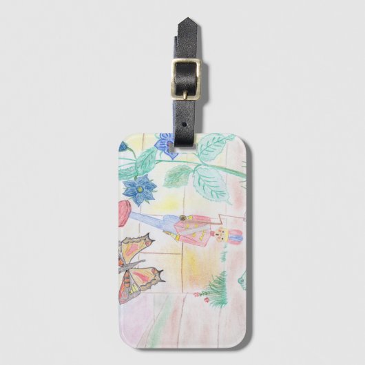 カスタムキッズ・アートワーク，くるみ割り玩具，バタフライ， ラゲッジタグ (正面縦)