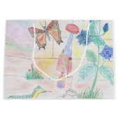 カスタムキッズ・アートワーク，くるみ割り玩具，バタフライ， ラージペーパーバッグ (正面)