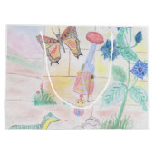 カスタムキッズ・アートワーク，くるみ割り玩具，バタフライ， ラージペーパーバッグ (裏面)