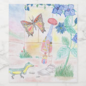 カスタムキッズ・アートワーク,くるみ割り玩具,バタフライ, ワインラベル (シングルラベル)