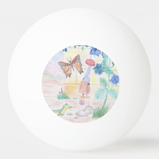 カスタムキッズ・アートワーク，くるみ割り玩具，バタフライ， 卓球ボール (正面)