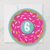 カスタムキッドかわいい丸ピンクのドーナツ誕生日パーティー 招待状 (正面)