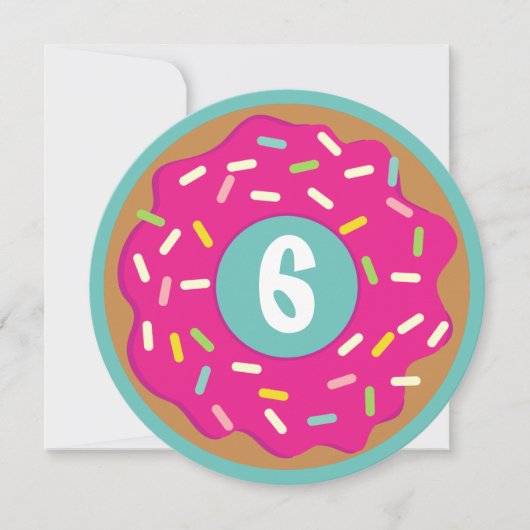 カスタムキッドかわいい丸ピンクのドーナツ誕生日パーティー 招待状 (正面)