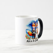 カスタムキツネカップル名パーソナライズされた モーフィングマグカップ (正面右)